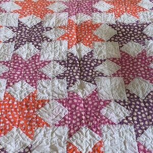 Vintage Handmade Cotton Quilt Sawtooth Star Pattern